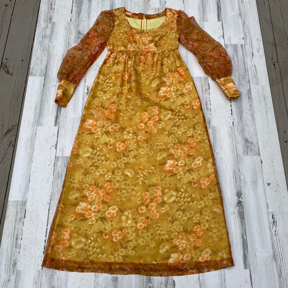 Vintage 60s Floral Cottagecore Jane Austen Dress - Picture 2 of 8